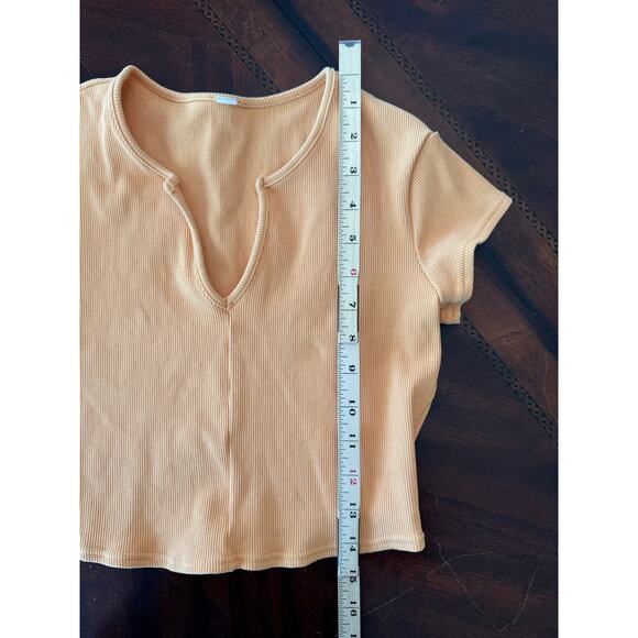 ALO YOGA Ribbed Short Sleeve Cropped Savvy Orange Small - Picture 6 of 6